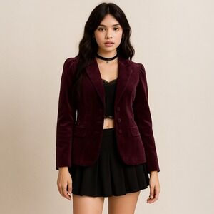 Plum Velvet Blazer‎ Soft Goth Romantic Dark Academia Retro Revival Holiday M